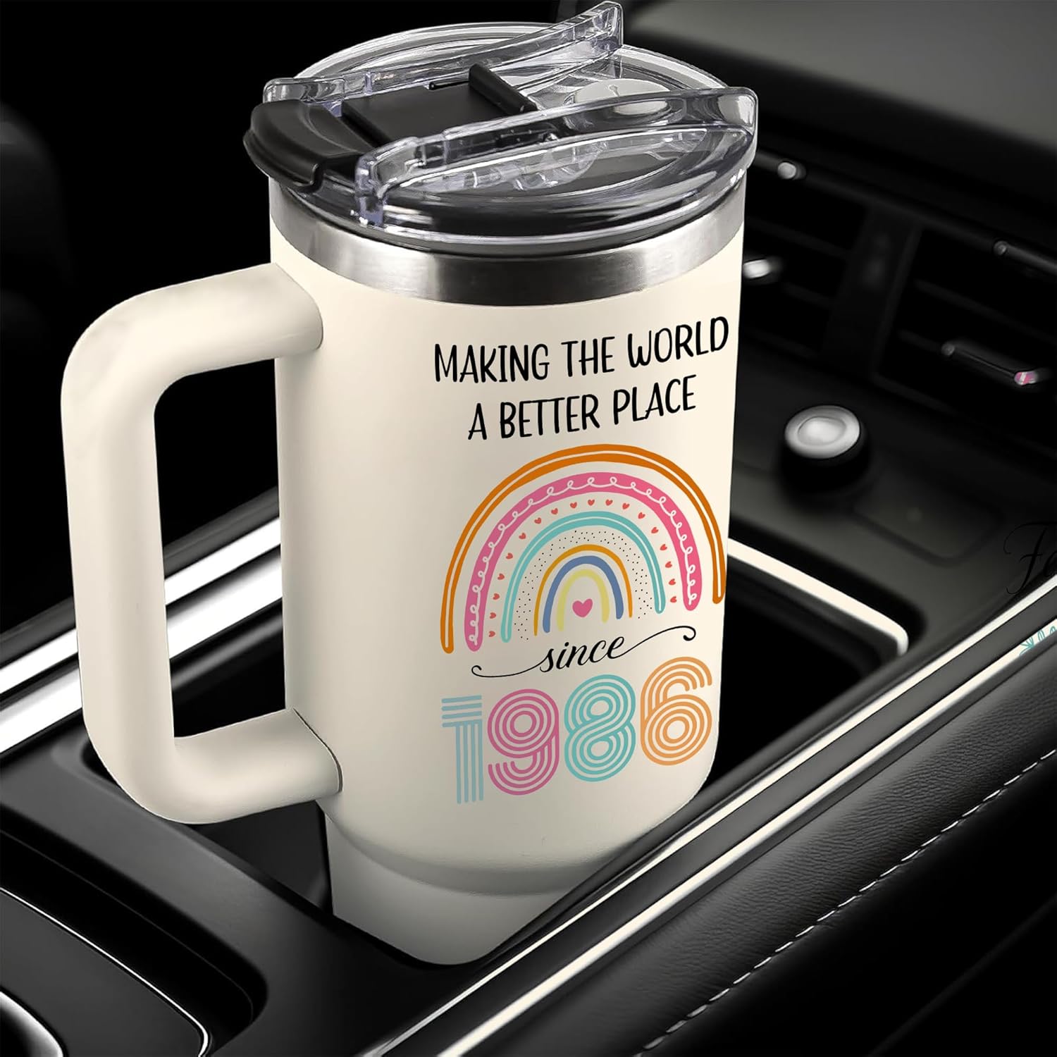 GLAKEUN 40th Birthday Gifts for Women - 40th Birthday Decorations for Her, Woman - 40&Fabulous - 1986 Bday Gifts Cups for Women - 1986 Present Gift for Mom, Wife, Sister - Turning Forty Tumbler 40oz - Image 4