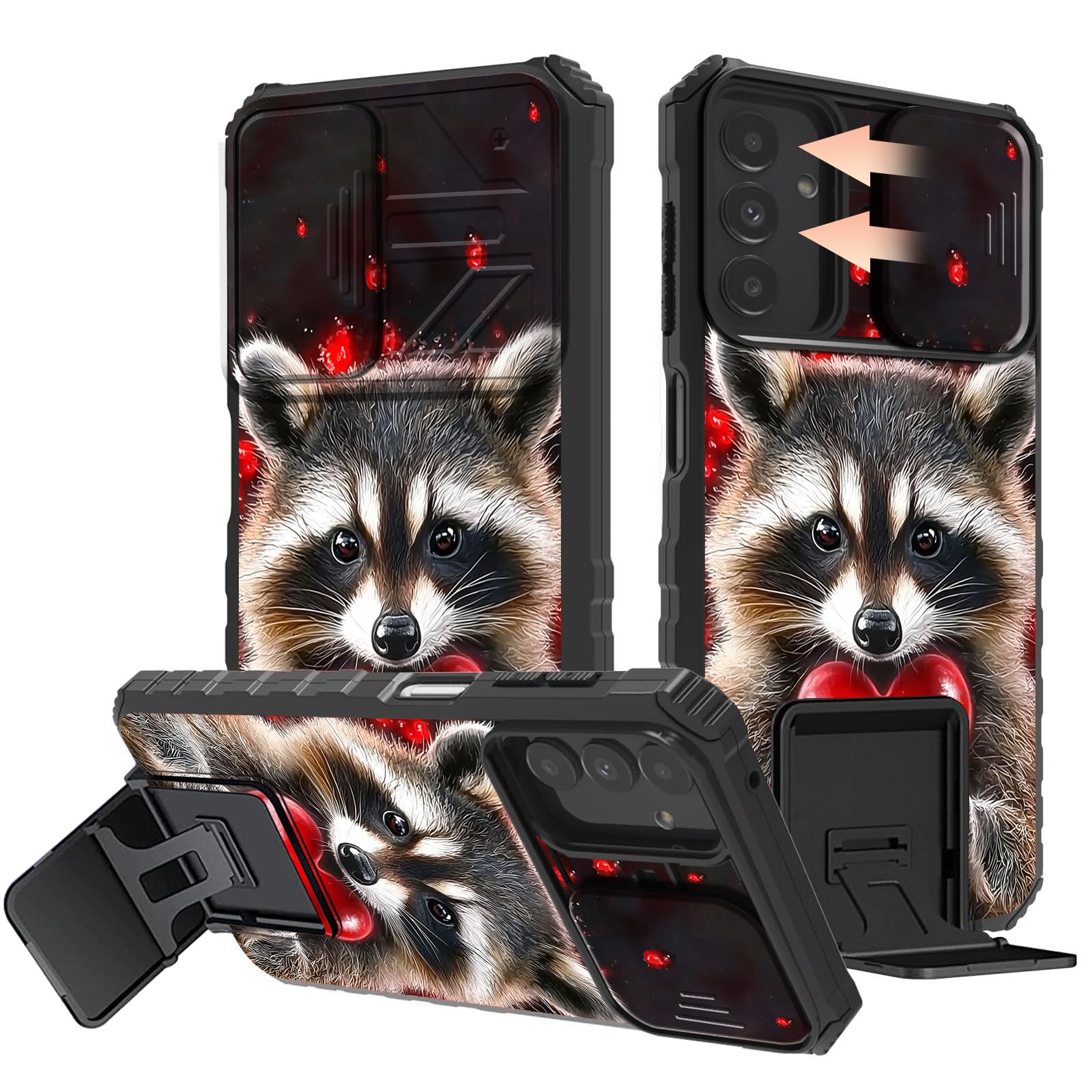 GYSYSQSH for Samsung Galaxy A16 5G Phone Case with Slide Camera Cover & Kickstand Dual Layer Hybrid TPU Bumper Shockproof Protective Cover Case for