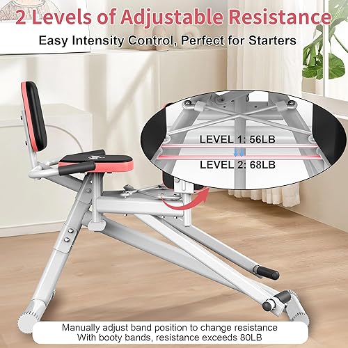 Miniatura 2 de EPHESPORT Máquina abductora de cadera para gimnasio en casa con banda de resistencia de glúteos, máquina compacta de glúteos y equipo de ejercicio