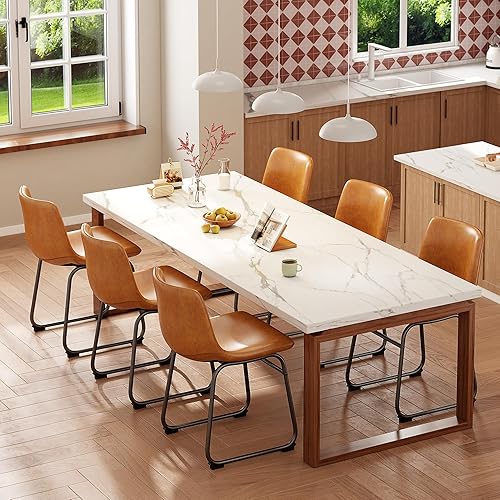 Miniatura 6 de Juego de 2 sillas de comedor de 18 pulgadas, sillas modernas tapizadas para comedor con cojines de piel sintética y patas de metal, silla de