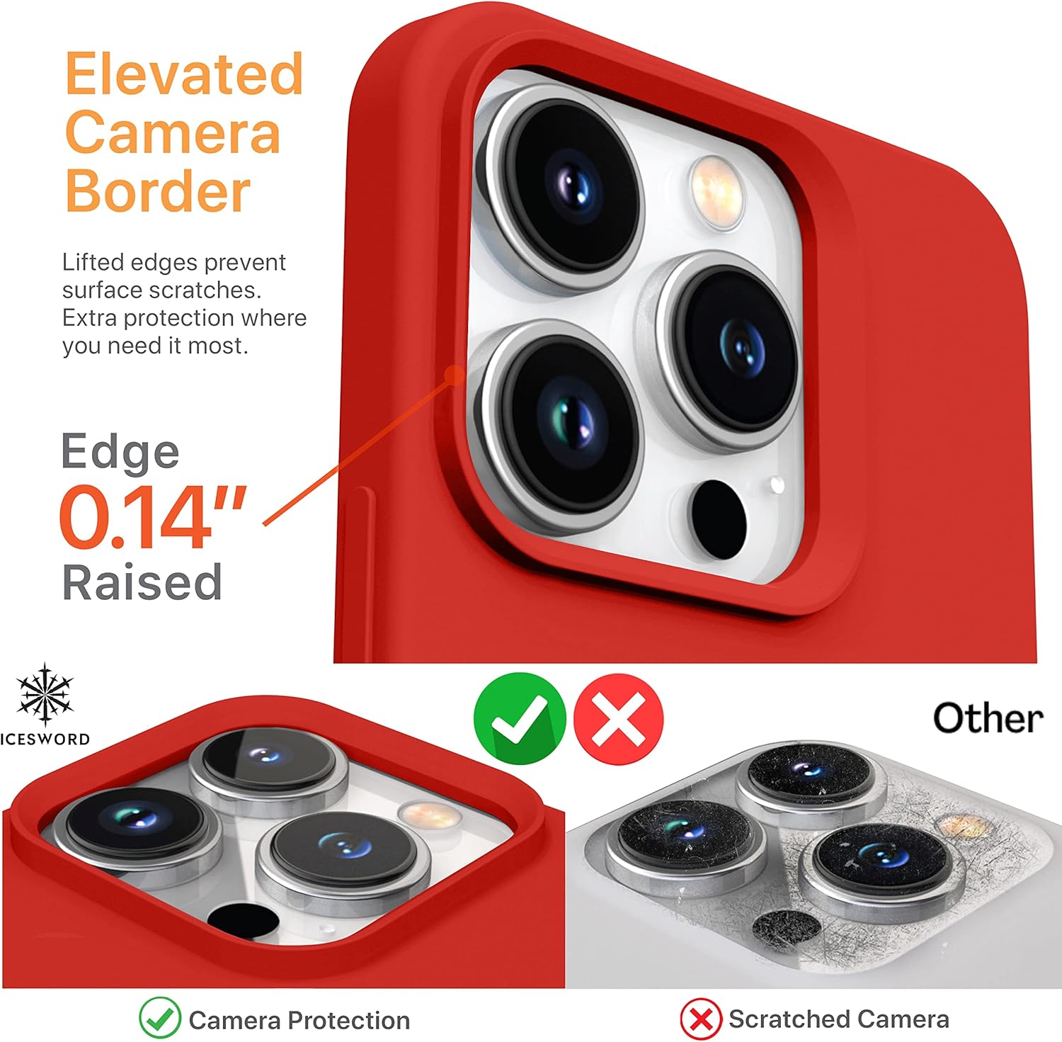 IceSword Compatible with iPhone 15 Pro Case - Liquid Silicone Slim Full Body Protective, Soft Anti-Scratch Red Cute Men Women Cool [Shockproof] 6.1 inch