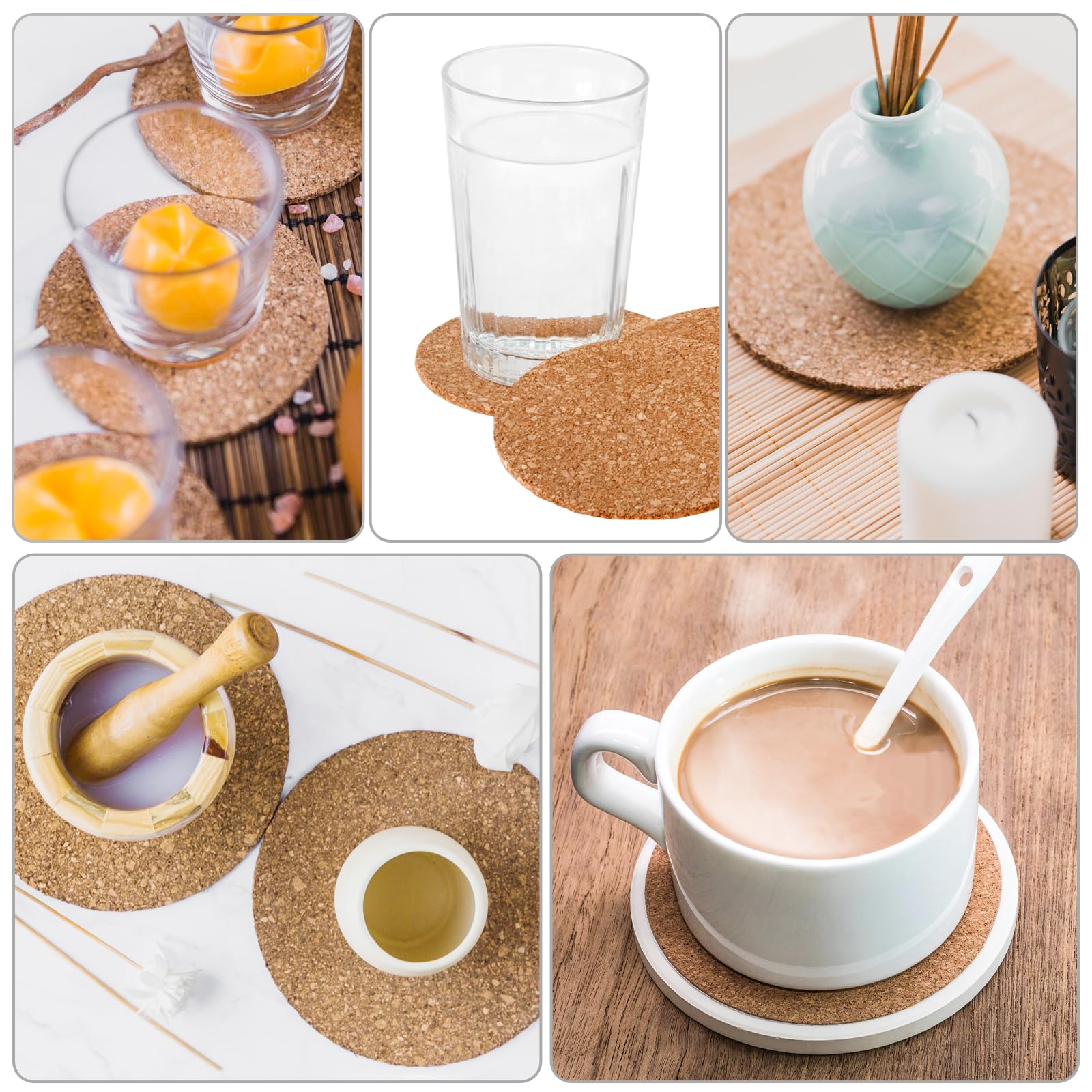 Qianyu 30 Stück Selbstklebende Korkplatten für Selbstgemachte Untersetzer Korktafeln Korkfliesen Korkmatte 10 x 10cm Rechteckig Korkplatten für Büro Schule die Wand Fußböden Untersetzer