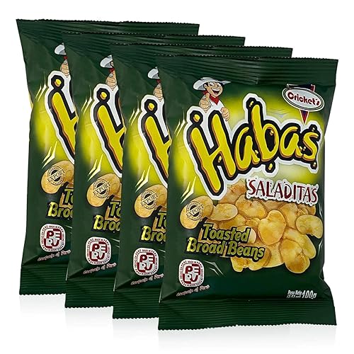 CRICKET'S Habas Saladitas - Paquete de 4Frijoles Haba Tostados 3.53 oz. - Paquete de 4 - Producto de Perú.