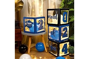 Jerify Graduation Box Decorations with Balloon and LED Light Strings