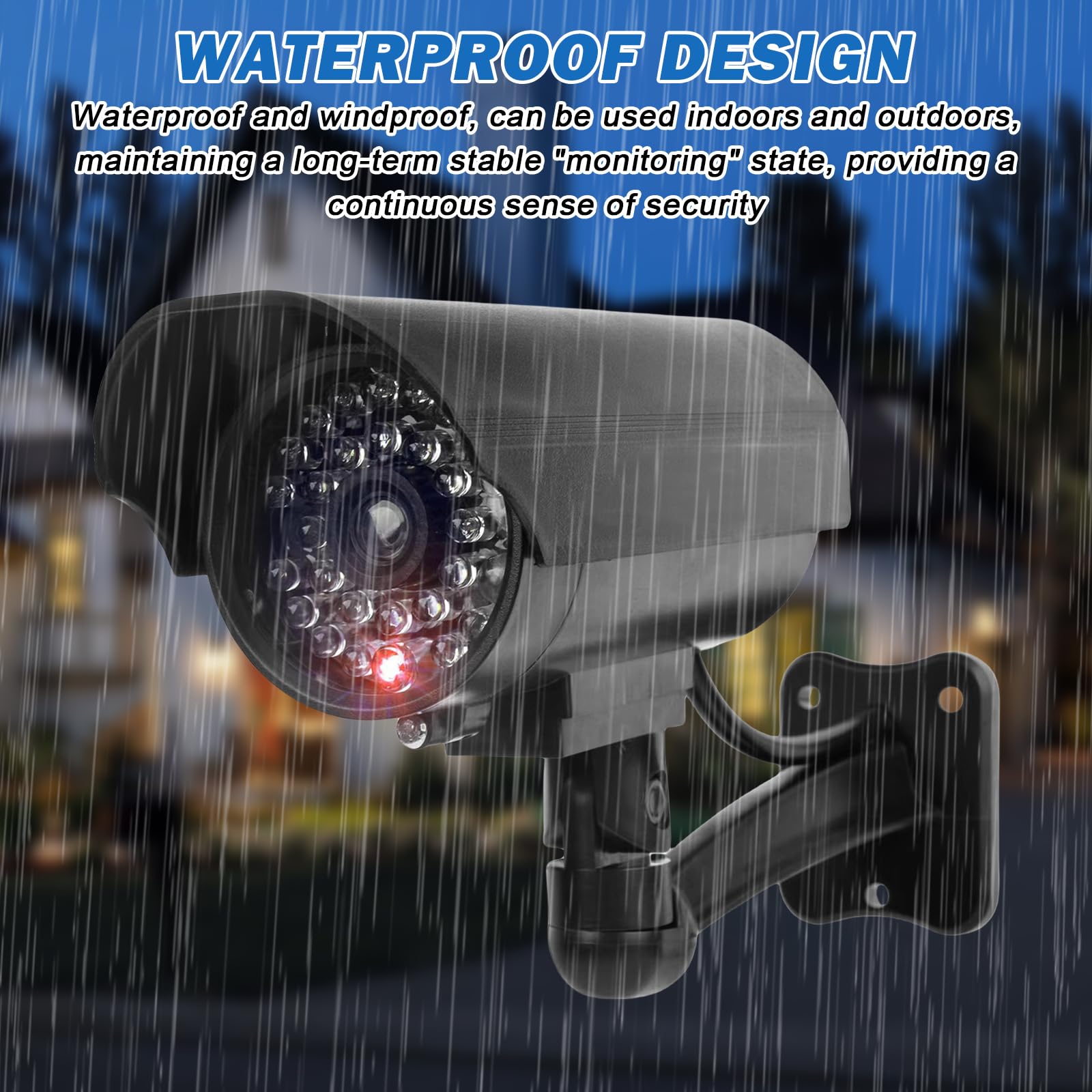 Sporgo Caméra Factice 2 Pièces: Caméra de Surveillance Factice Extérieur avec Lumière LED Rouge Clignotant, Atrappe Caméra de Surveillance Fausse Caméra de Sécurité pour Intérieur et Extérieur (Argent