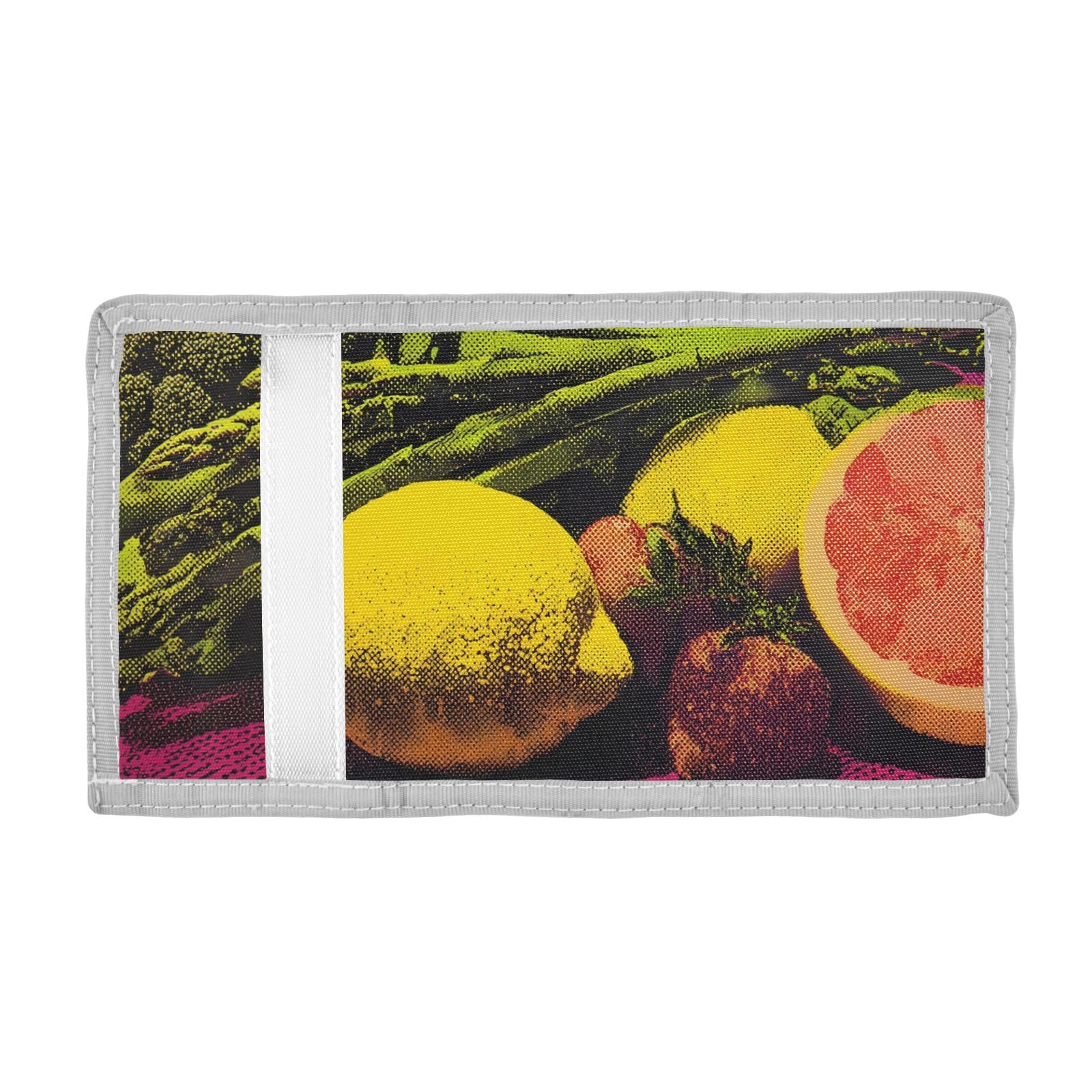 FOLIOSA Fruit Painting Kids Wallet for Boys Girls Youth, Compact Fabric 4.9×2.9 in