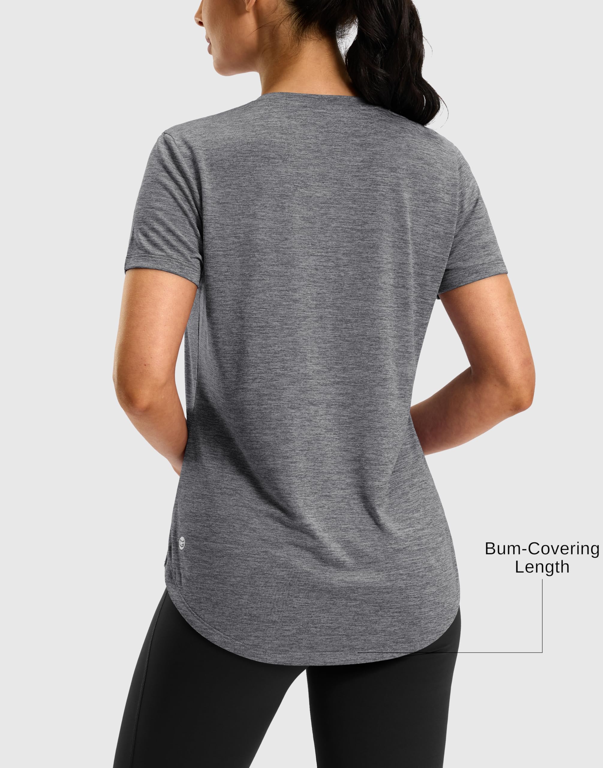 Women's Workout Shirts Bum-Covering Length Lightweight Short Sleeve Dry Fit Athletic Hiking Running Summer Tops for Women — view 2