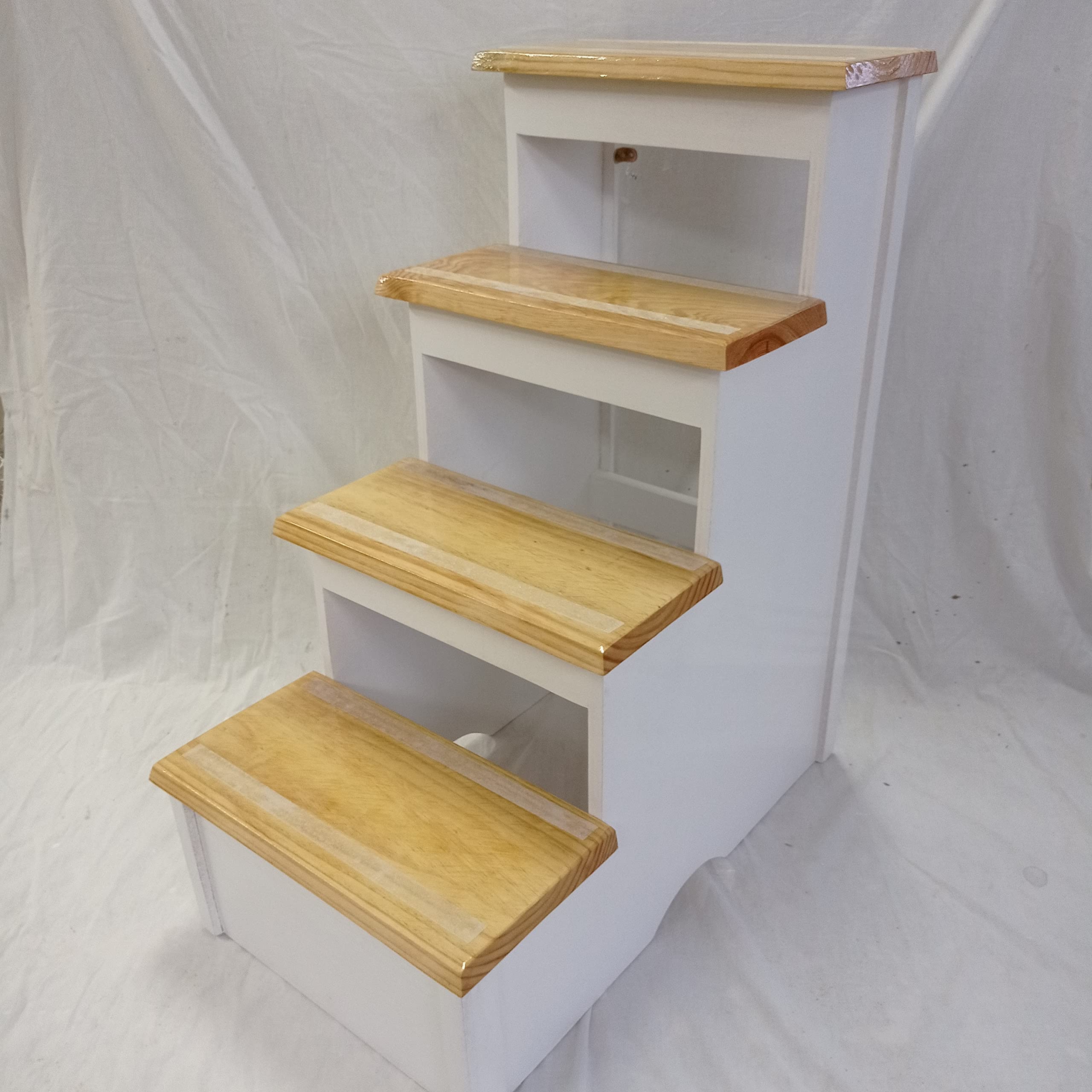 Escalera Fija de 4. Madera. 80x65x40. Grande. 80 cm de Alto. Servicial y Muy Decorativa