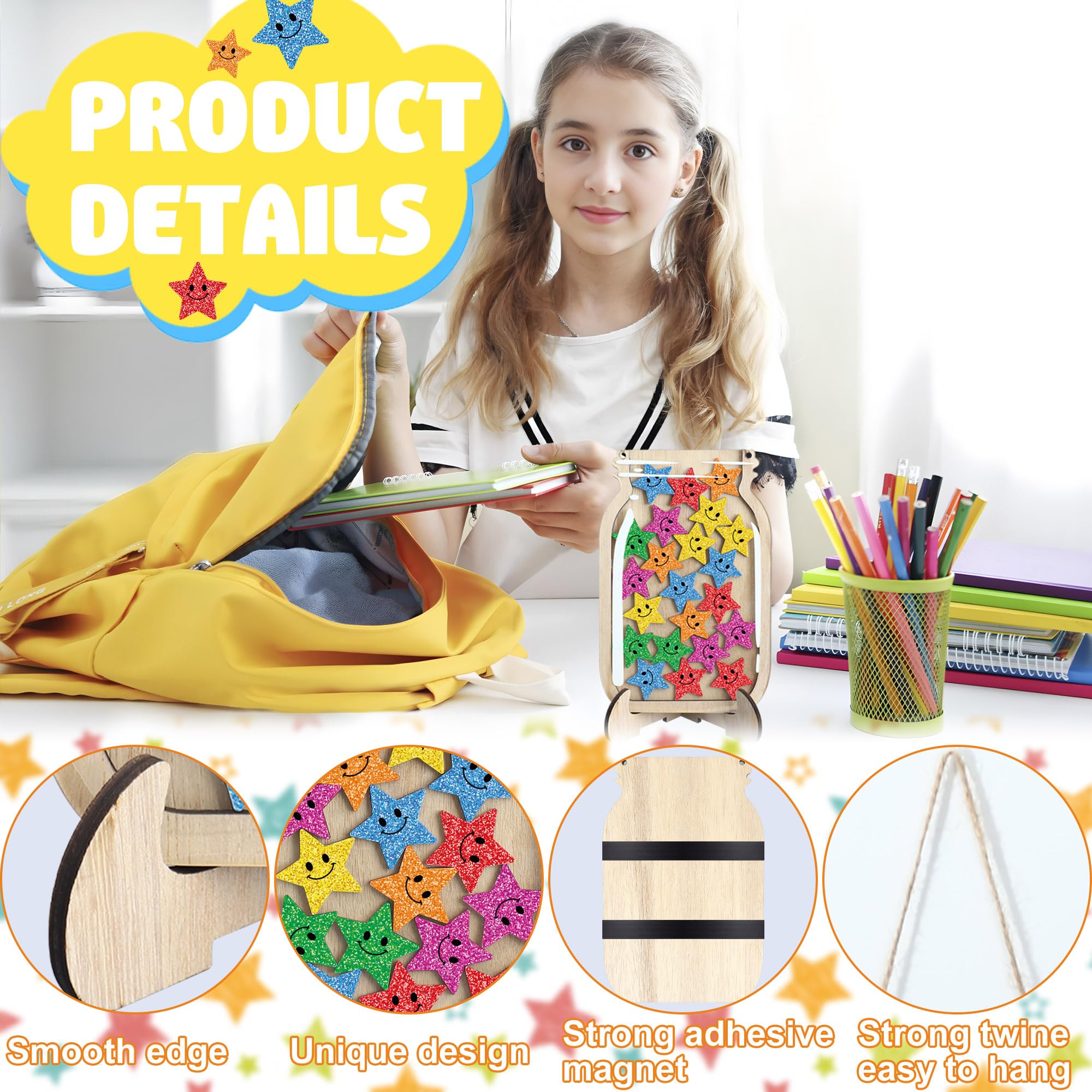 Tarro de recompensa magnético personalizado con estrellas para el aula, tarro de recompensas de entrenamiento para orinal, gráfico de comportamiento positivo, sistema de recompensa, tarro de