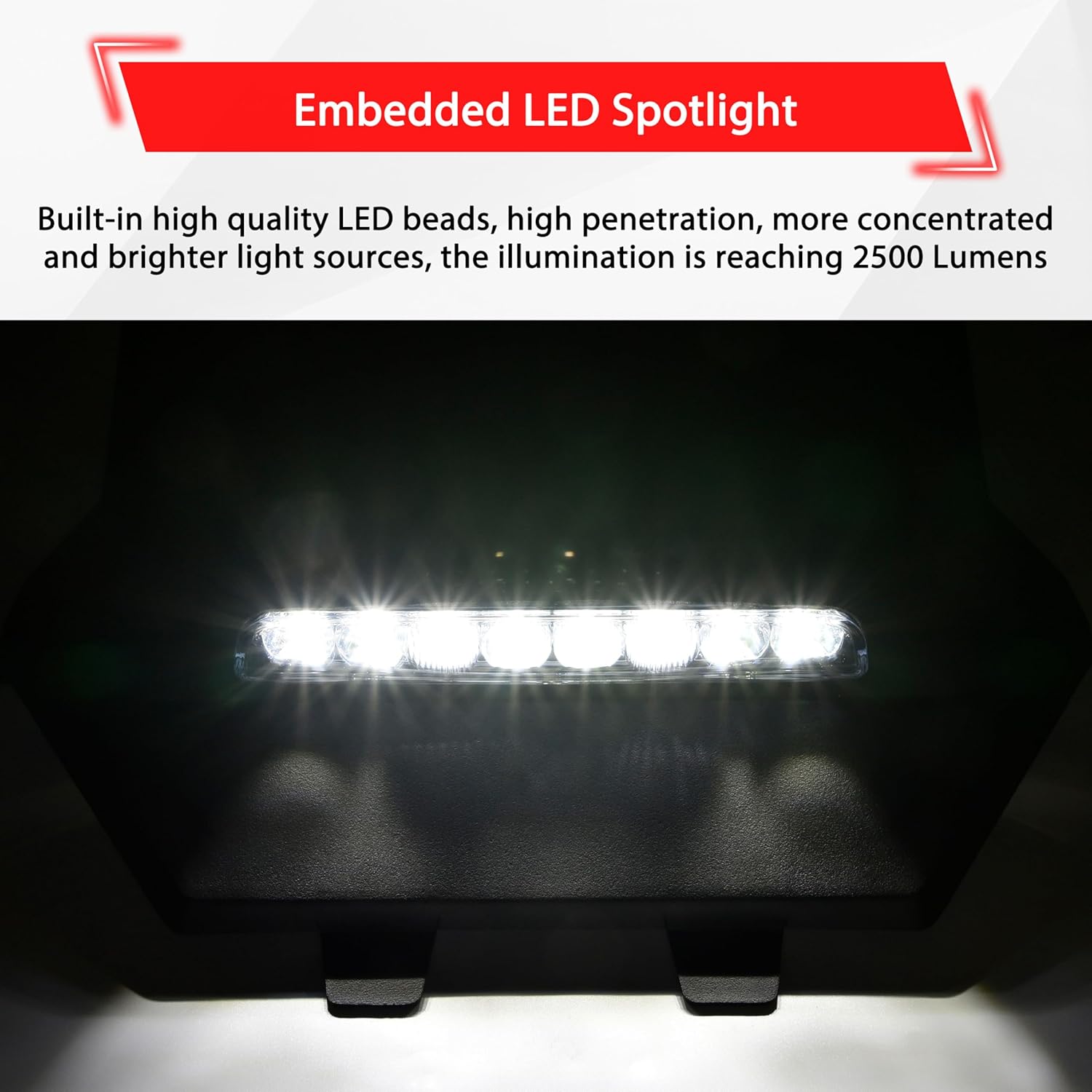 SAUTVS Sport Hood Scoop with LED Spotlight for Polaris RZR PRO XP/PRO R/Turbo R 2020-2024, Hood Scoop with LED Auxiliary Light Kit for Polaris RZR PRO XP/PRO R/Turbo R 2020-2024 Accessories