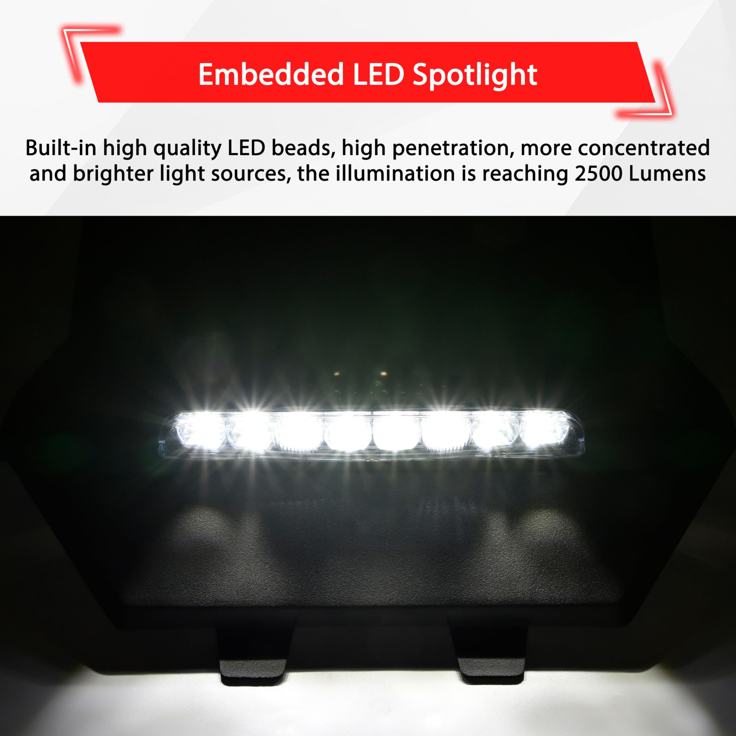 SAUTVS Sport Hood Scoop with LED Spotlight for Polaris RZR PRO XP/PRO R/Turbo R 2020-2024, Hood Scoop with LED Auxiliary Light Kit for Polaris RZR PRO XP/PRO R/Turbo R 2020-2024 Accessories