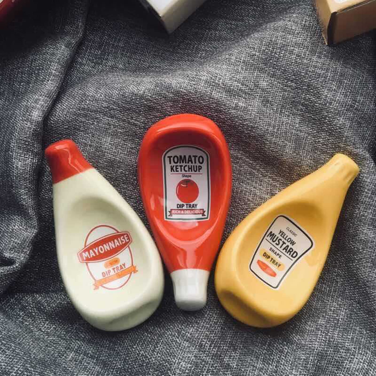 Ceramic Extruded Tomato Sauce Bottle Dish Sauce Plate Ketchup Mayonnaise Mustard Seasoning Dish 4 Colors Seasoning Dish Ceramic Small