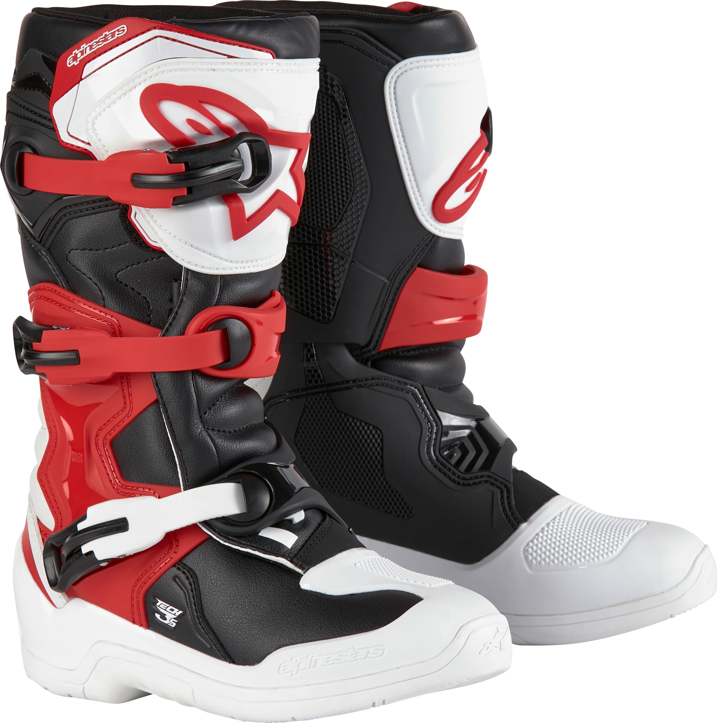 Alpinestars 2014024-2030-3: Tech 3S Youth Boots Wht/Blk/Bt Red Sz 3