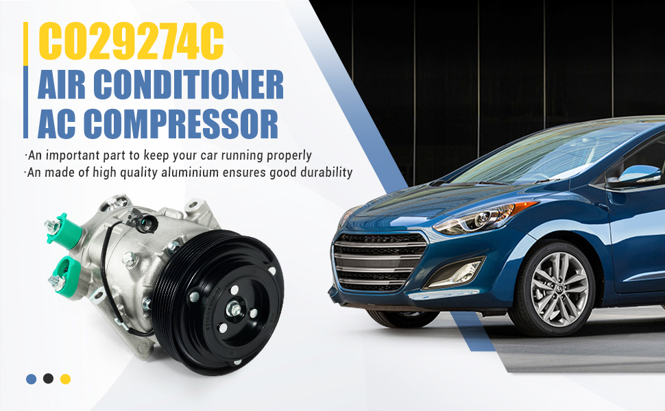 Image of AC Compressor w /Clutch, CO29274C Fit for Kia Forte 2014-2018 1.8L 2.0L, Forte 2017-2018 2.0L, Forte Koup 2014-2017 2.0L, Forte5 2014-2018 2.0L & Hyundai Elantra GT 2013-2017 Air Conditioner