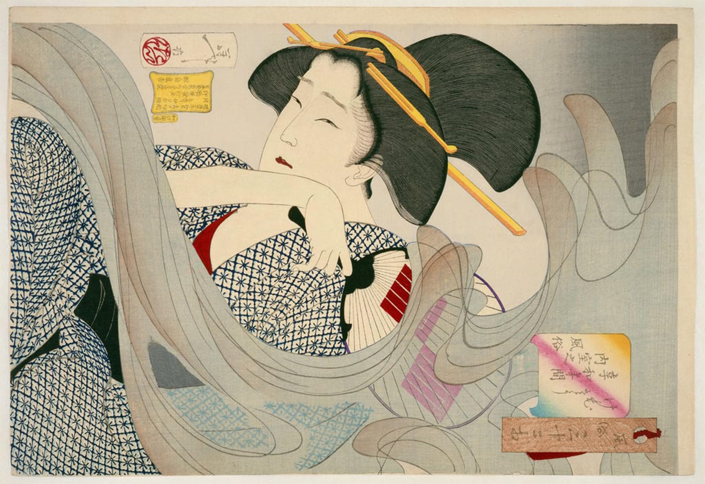 Cuadro de Tsukioka Yoshitoshi pintura Looking Smoky arte de pared para salón 60x90cm 5