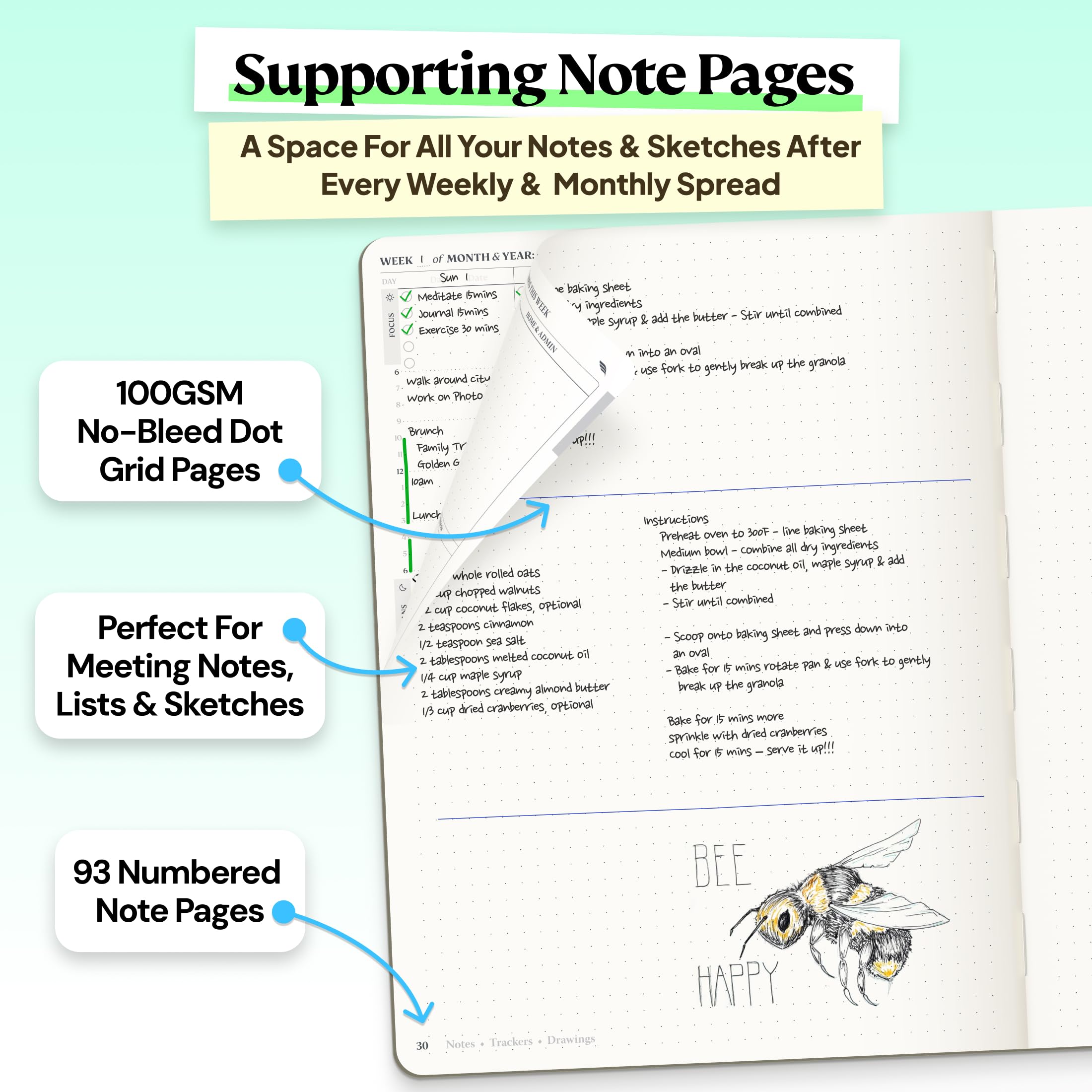 Roterunner Agenda B5, 19 x 24,9 cm, 12 mesi, non datata, 2026, giornaliera, settimanale e mensile, strumento per la definizione degli obiettivi di produttività, per lavoro, casa, ADHD, per adulti
