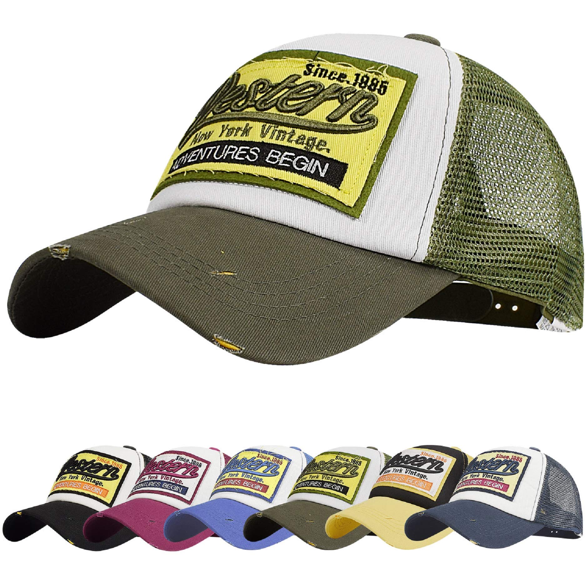 Umipubo Men's Army Green Baseball Cap Mesh Hats For Wo Unisex Embroidered Letter Patch Casual Hats Hip Hop Sun Hats (Army Green)