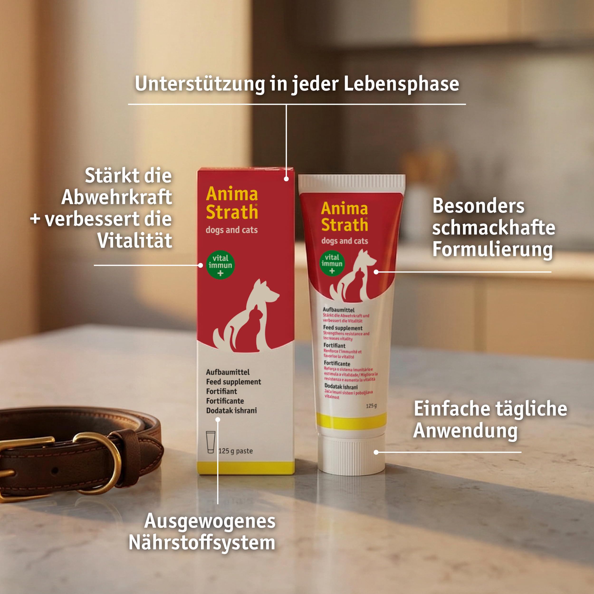 Anima Strath Paste für Katzen und Hunde - (125g) Ergänzungsfutter mit Kräuterhefe, 61 Mikronährstoffen Vitaminen & Mineralstoffen, tägliche Fütterung & Fellpflege