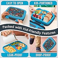 Vista 4 de Bentgo Kids Prints - Lonchera para niños, a prueba de derrames, con 5 compartimentos, estilo bento, tamaño de porciones ideal para niños de 3 a 7
