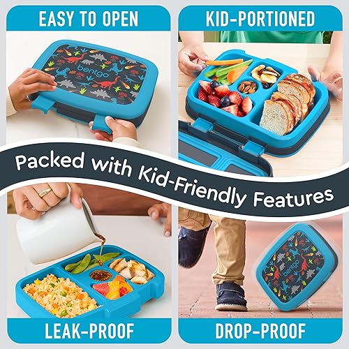 Miniatura 37 de Bentgo Kids Prints - Lonchera para niños, a prueba de derrames, con 5 compartimentos, estilo bento, tamaño de porciones ideales para edades de 3 a 7