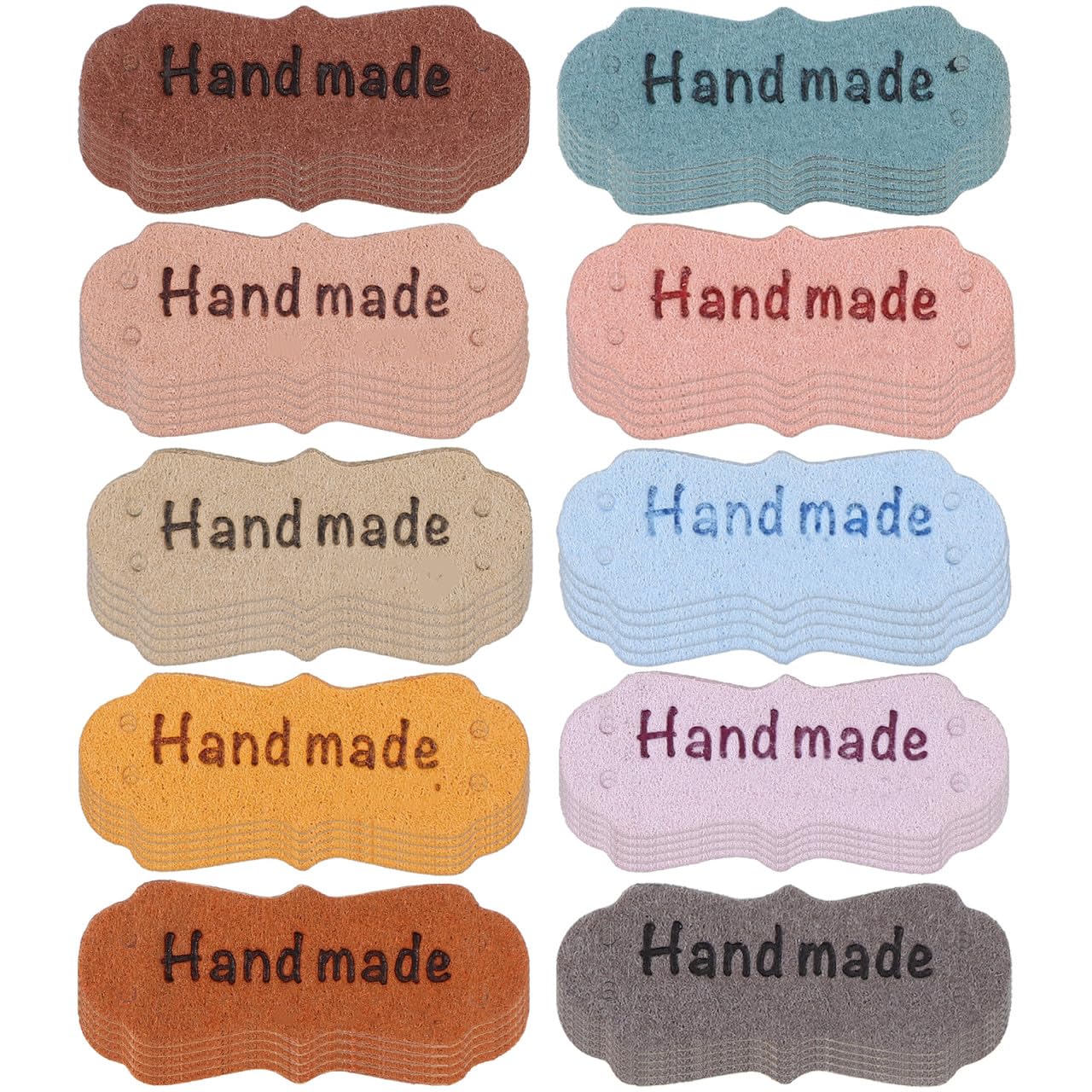 VILLCASE 400pièces Étiquettes Cuir Pu Colorées Étiquettes Embossées Faites Main Pour Couture Et Accessoires Pour Vêtements Chaussures Et Chapeaux