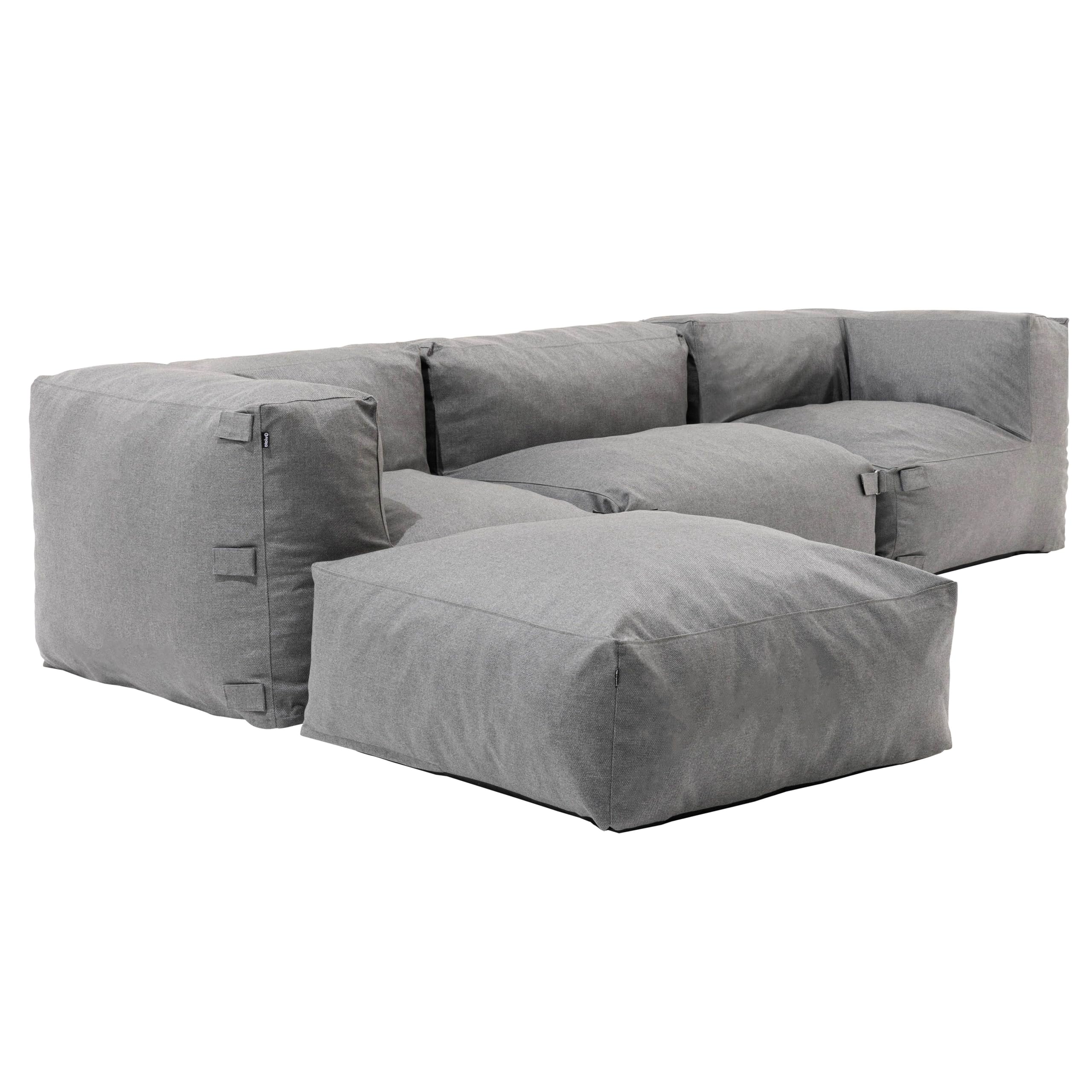 Oviala Canapé d'angle de Jardin modulable 4 Places Gris - Mixi