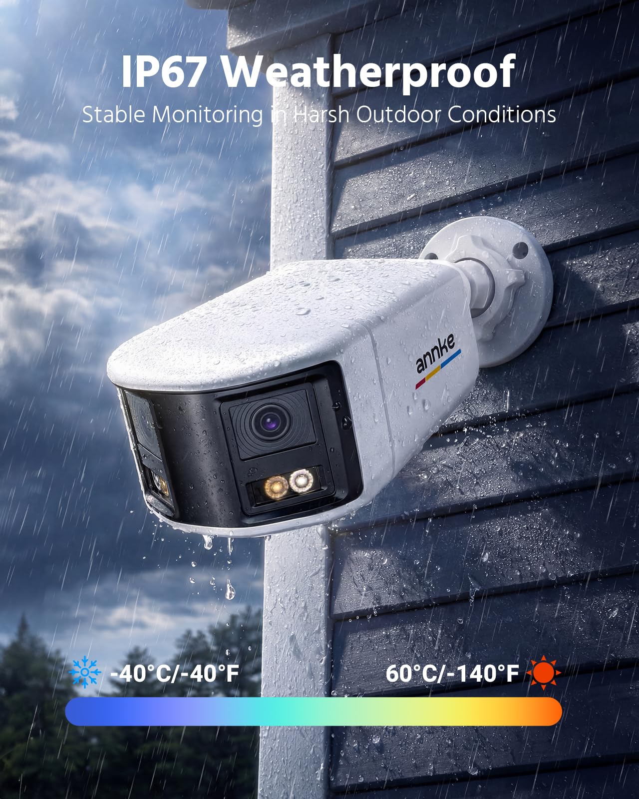 ANNKE Telecamera di sicurezza analogica a doppia lente da 5 MP, grandangolo di 180°, doppia luce intelligente, 130 dB, audio usa e getta, telecamera bullet aggiuntiva cablata per sistema TVI analogico