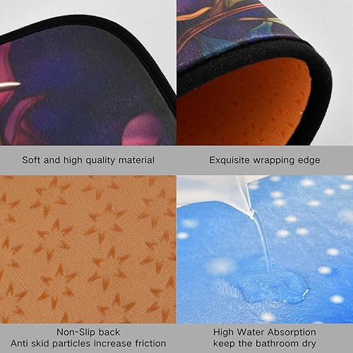 Miniatura 6 de Juego de 2 tapetes de cocina para piso, estampado brillante de colibrí, antideslizantes, acolchados, absorbentes de agua, tapetes para puerta para