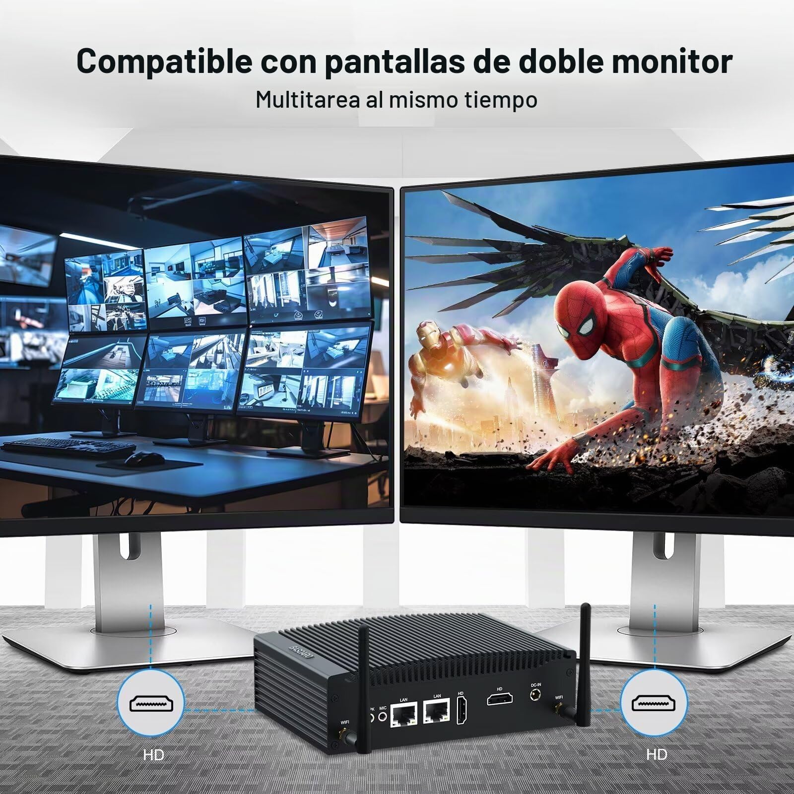 BASOARO Mini PC Industrial sin Ventilador i5, Mini Computadora Win 11 Pro, 16GB RAM 256GB SSD Core i5 8350U Computadora Industrial con RS232, RJ45 LAN, 2 Pantalla HD, WiFi, BT