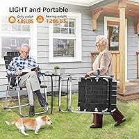 Vista 6 de VINGLI Juego de 2 sillas plegables de aluminio de gran tamaño para patio con portavasos desmontable, silla de playa con tejido de red, silla Negro