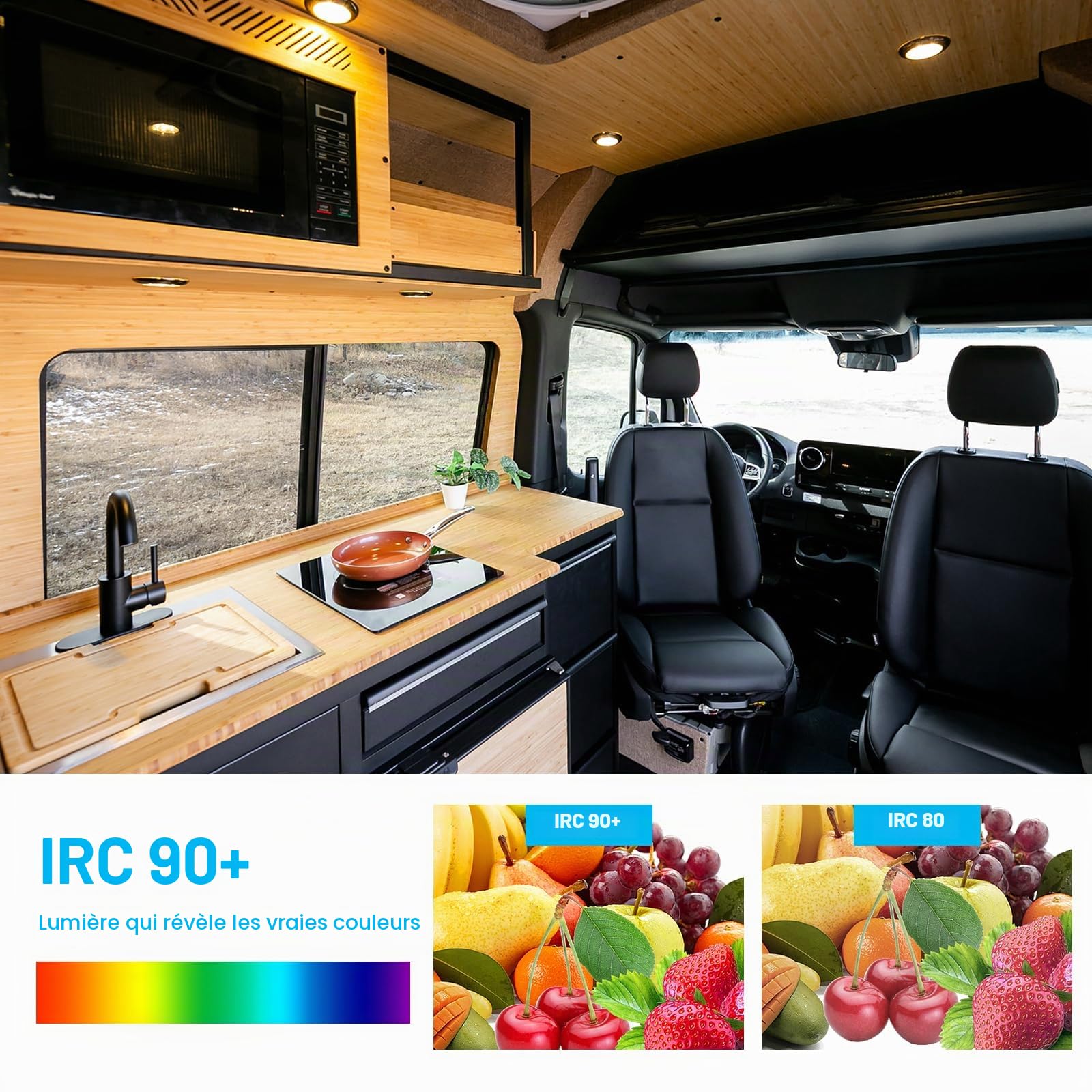 acegoo 12V Plafonnier LED Camping-Car Éclairage Intérieur Montage à vis, pour Bateau Camion Van Yacht Voiture, Matériel PC Dimmable 235lm 4pcs (Noir, 5000K)