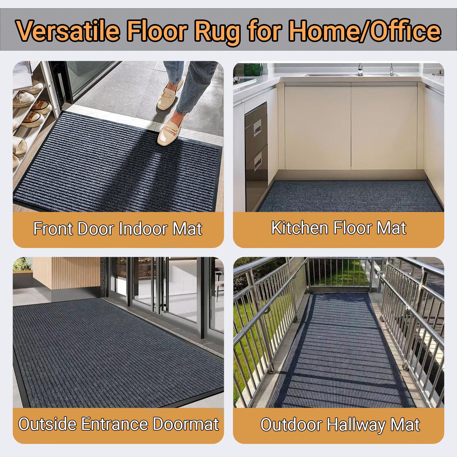Outdoor Front Door Mat 4x2' Commercial Step Rug Rubber Non-Slip Waterproof — Amazon image 6