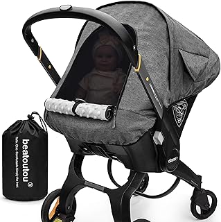 Waterproof Baby Car Seat Cover Compatible with Doona Car Seat and Stroller,Patented Windproof Car Seat Canopy for Boys & Girls, Keeps Babies Warm and Coz(Gray)