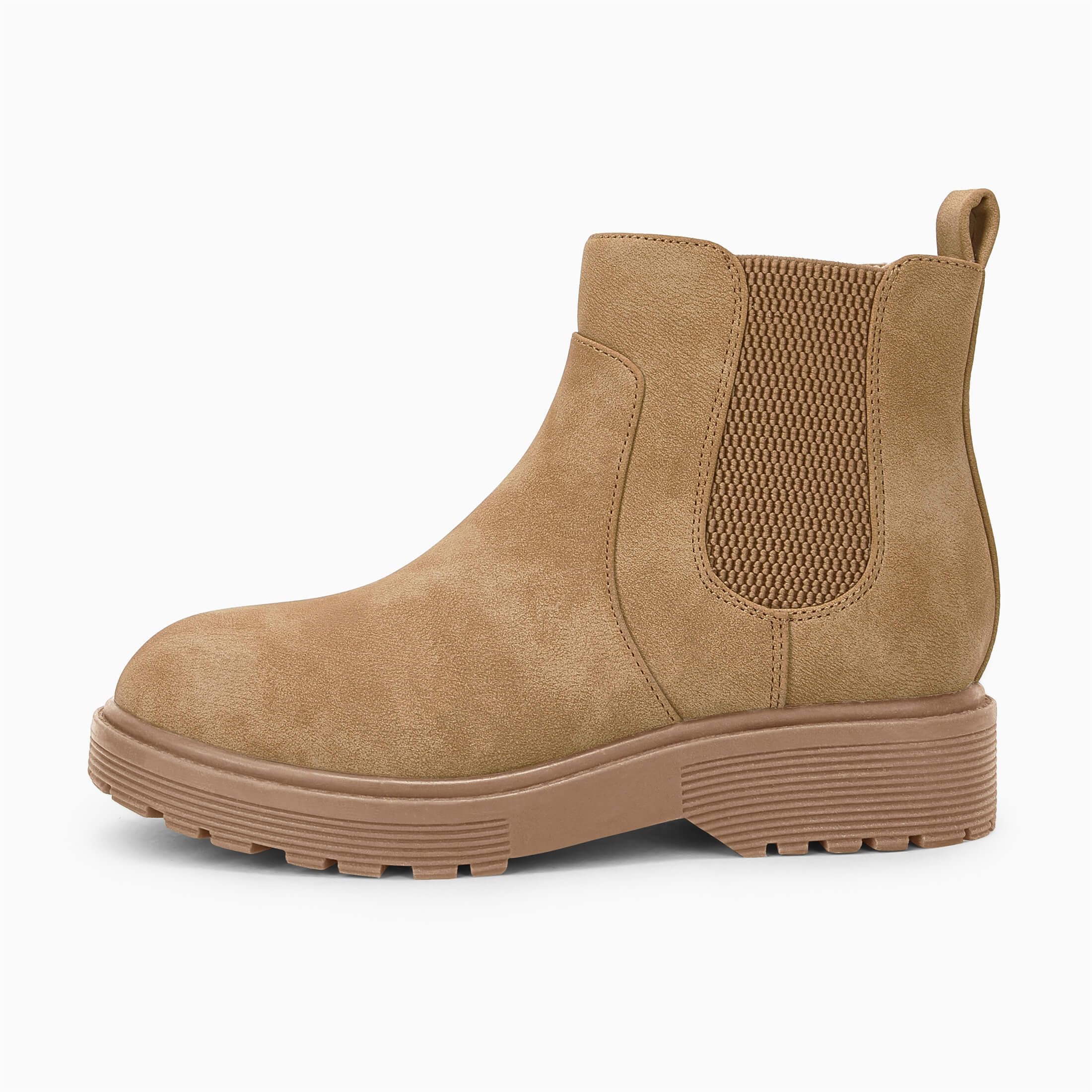 Girls Kids Lug Sole Ankle Boots Side Zip Chunky Low Heel Slip On Winter Casual Chelsea Booties Shoes