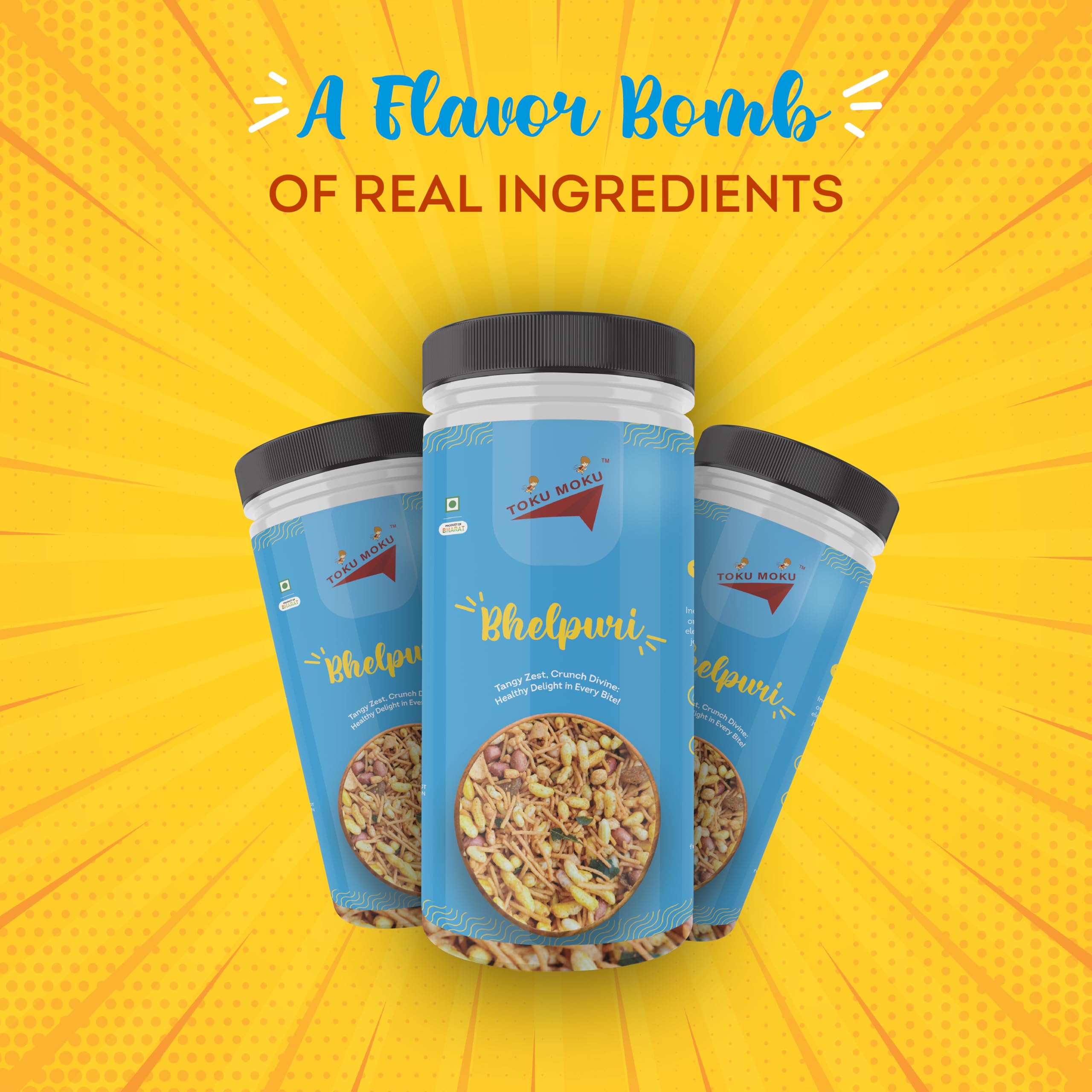 Toku Moku Bhelpuri Mix Tasty & High Protein Snacks Jhalmuri | 30% Of Protein Needs | No Palm Oil, Cholesterol or Trans Fats | No Junk & Chemicals (Pack of 2) 4