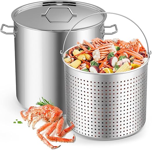 ARC 100 QT Large Crawfish Seafood Boil Pot with Basket