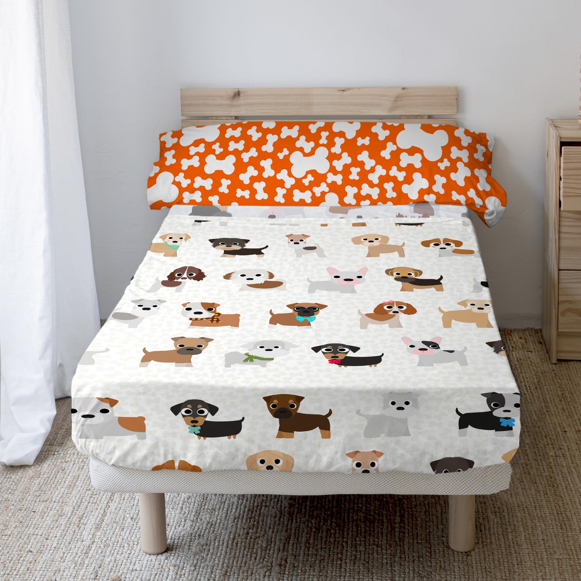 Dogs Juego de sábanas 2 piezas 160x270 cm (Cama 80/90)