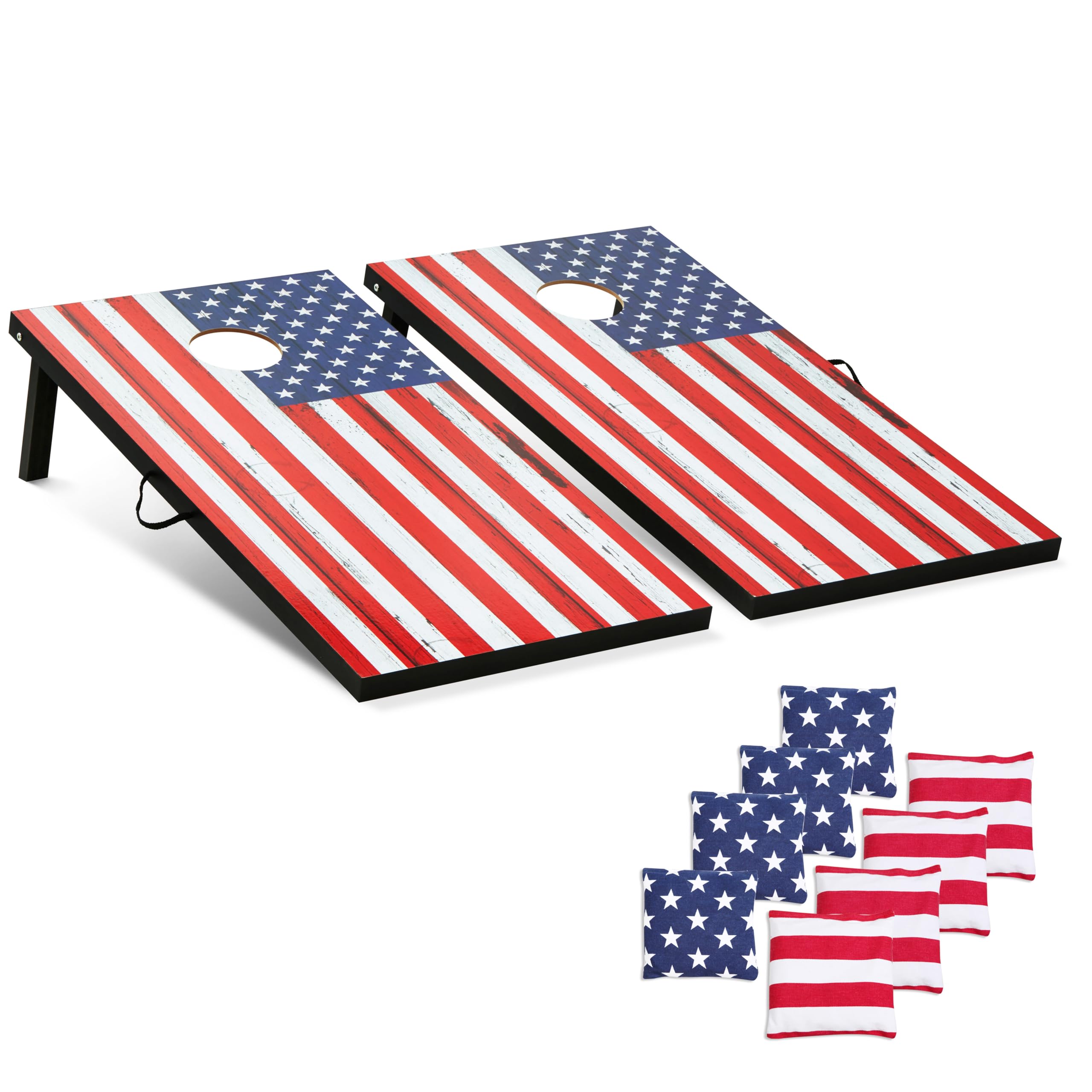 Photo 1 of *MAJOR DAMAGE*
Portable Cornhole Board Set - Premium MDF Wood Corn Hole Game with 8 Regulation Bean Bags, for Backyard, Camping, and Outdoor Tailgating - Choose 3x2' Tailgate or 4x2' Regulation Size