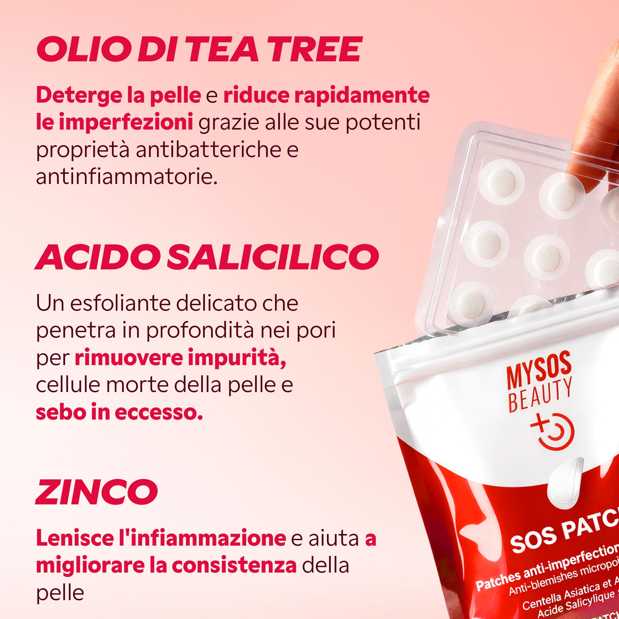 MY SOS BEAUTY Patch contro i brufoli micropunti – My SOS Beauty – Anti Acne Sotto Cutané – Acido salicilico & Albero del Tè – Elimina i brufoli dolorosi in 6 – 8 ore, invisibili e senza dolore, 9 patc