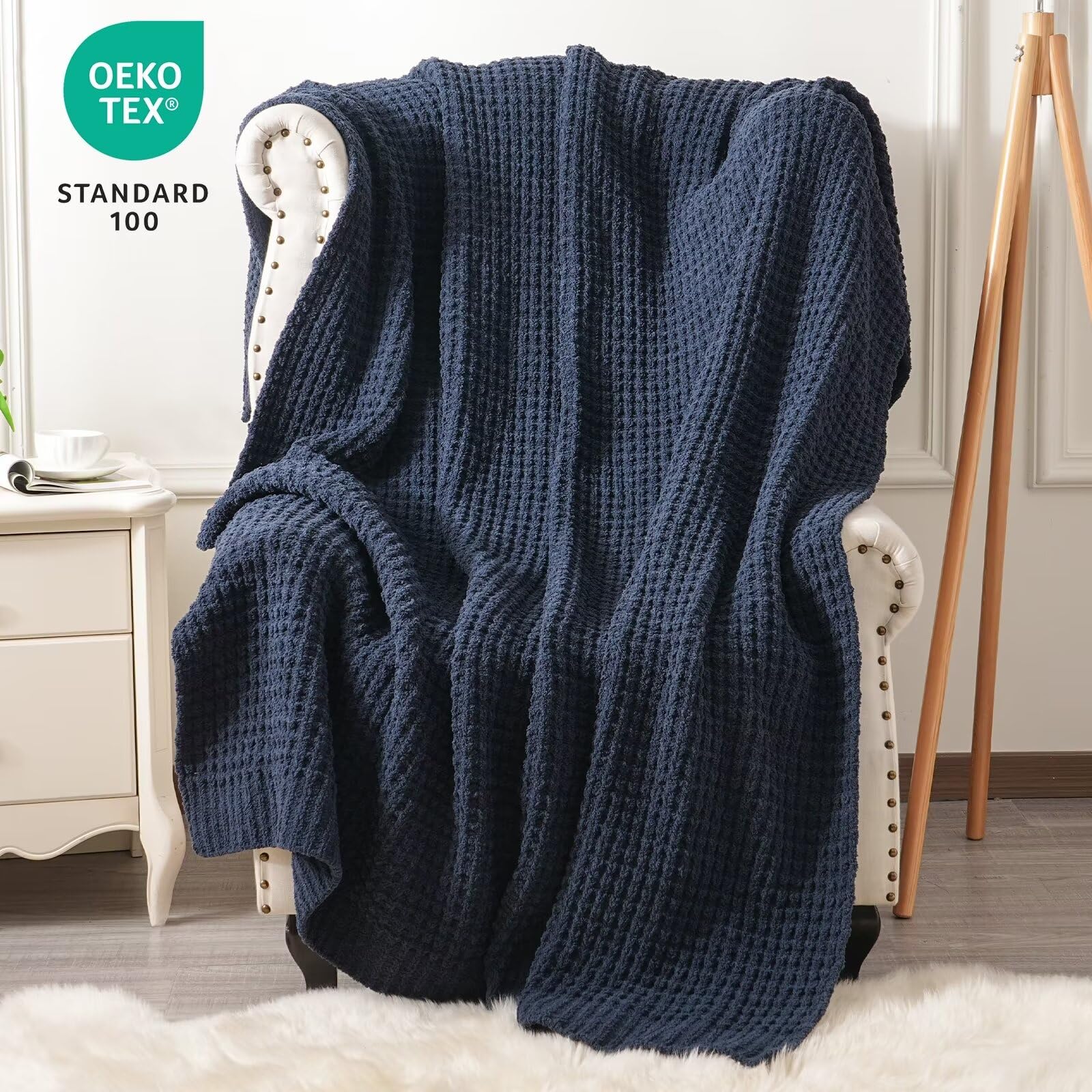 【新品・未使用】ON SLIVA KNIT BLANKET ネイビー Blue Weighted Blanket - Calming & cozy - Bearaby