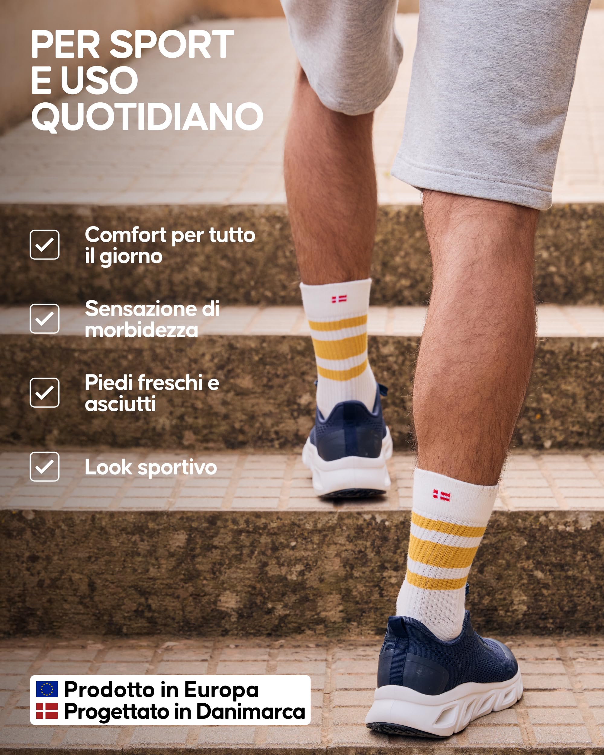 DANISH ENDURANCE Calzini da Tennis in Cotone Organico, Calze Sportive per Padel, Sport, Palestra e Allenamento, Unisex, 3 o 6 Paia