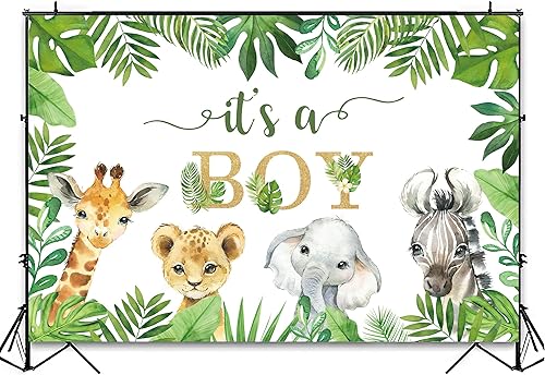 Miniatura 3 de Decoraciones de telón de fondo de safari para baby shower, temática de animales de la selva, suministros de pancarta de fondo para bebé, temática de