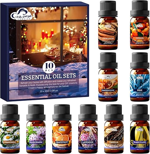Juego de aceites esenciales, 10 unidades de aceites aromáticos para difusores para el hogar, lavandería, fabricación de velas, humidificadores,