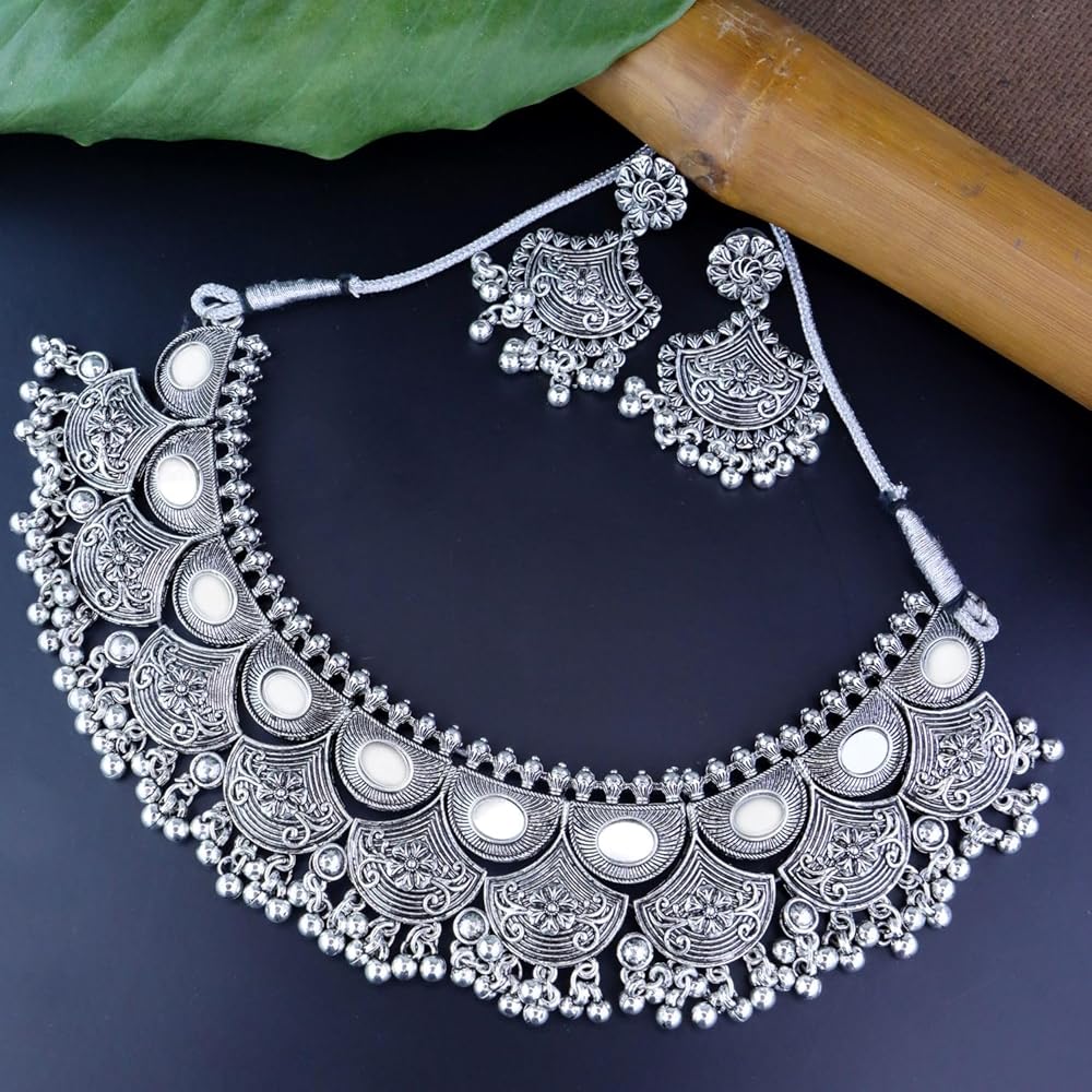 Amazon.com: I Jewels Antique Silver Oxidized Ethnic Indian