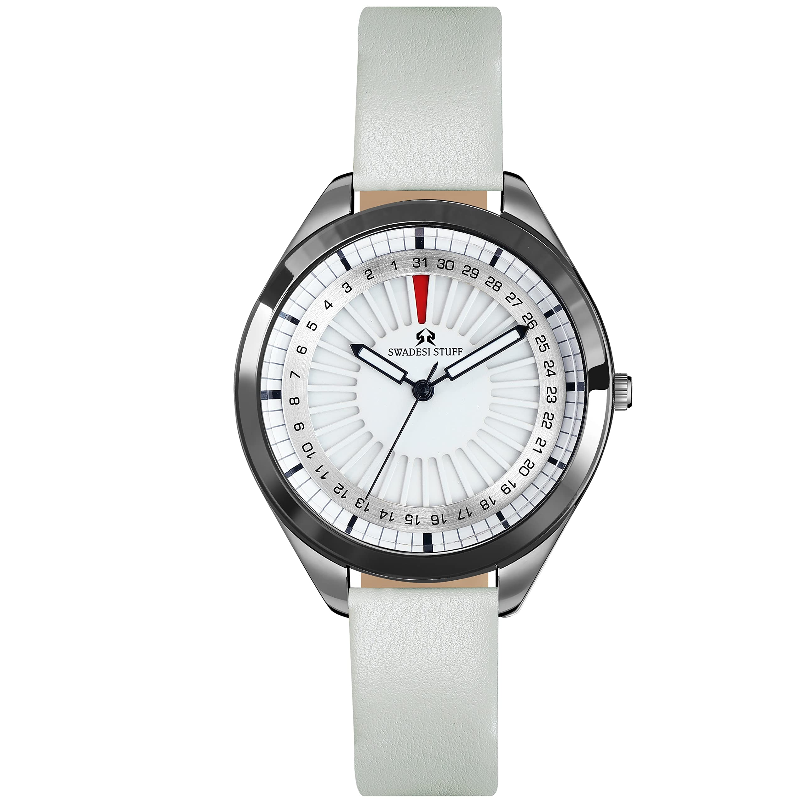 SWADESI STUFF The Mariner White Dial Premium & Luxurious Leather Strap Analog Watch for Women (Grey) (B0BX9VZ1T9) Amazon Price History, Amazon Price Tracker