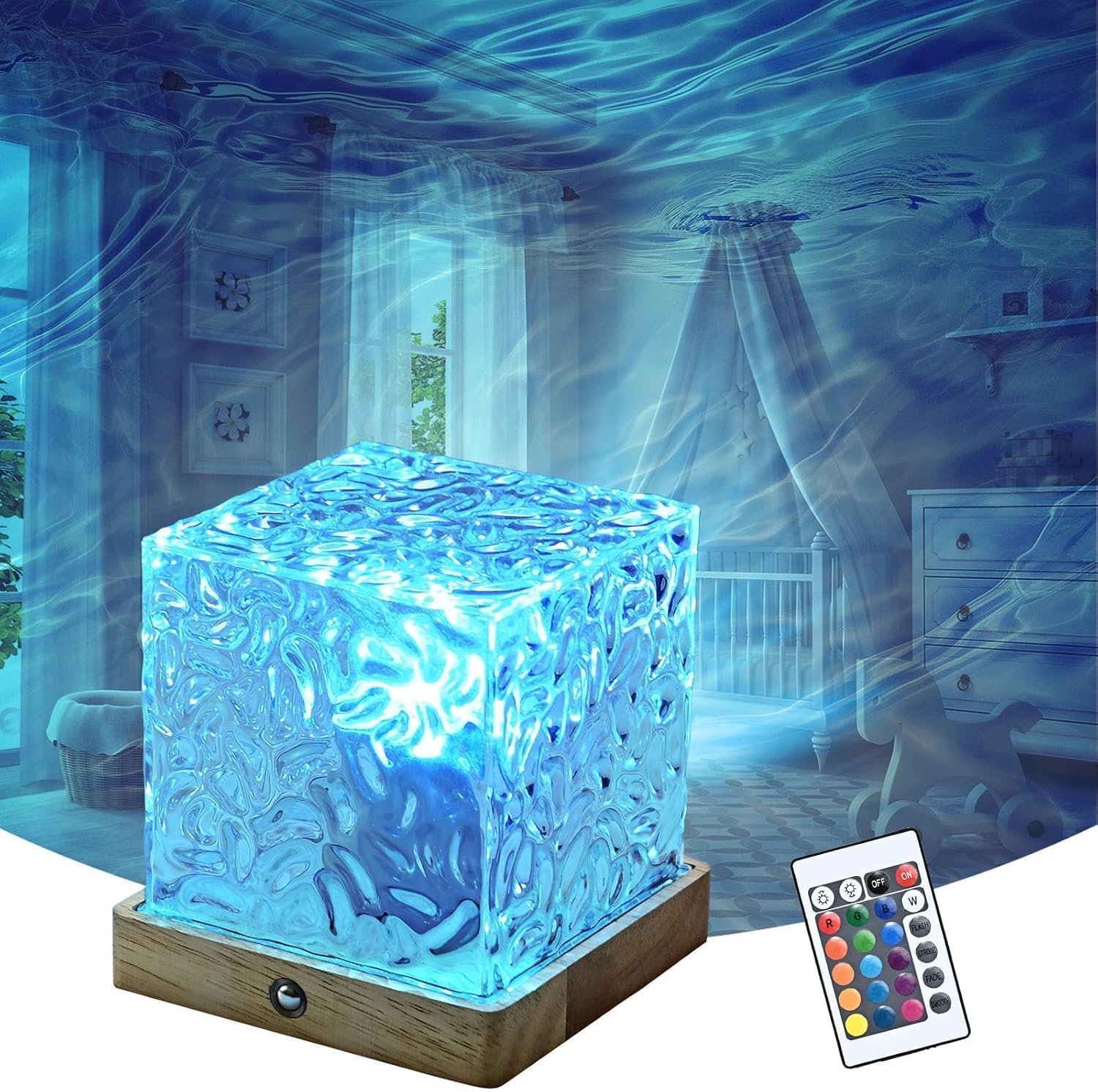 Lamps Cube Ocean Galaxy Projector Lamp, 16 Colours Ocean Wave Aurora Light Rechargeable | Northern Galaxy Lights Sensory Night Light Projector for Bedroom & /Party/Game Rooms, Infinitely dimmable