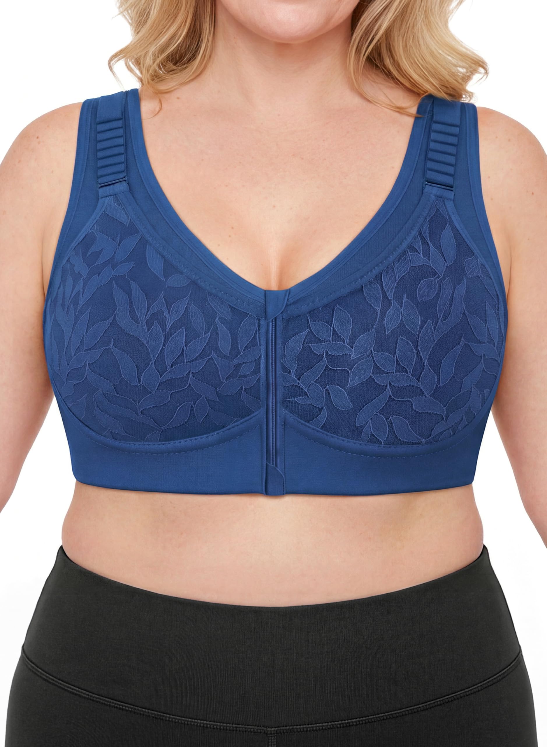 Photo 1 of RosyLift Front Zipper Bra - Blue Lace, Full Coverage, No Underwire