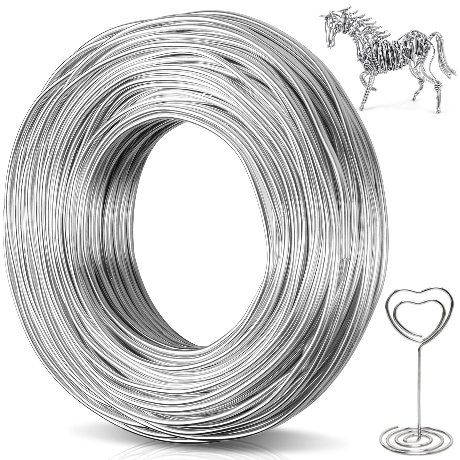 Caianwin Basteldraht, Biegsamer draht zum basteln, Aluminium Schmuckdraht, Dicker aludraht für Skulptur, Modellierung, Skelett, Blumenherstellung, Puppen DIY, Schmuckherstellung