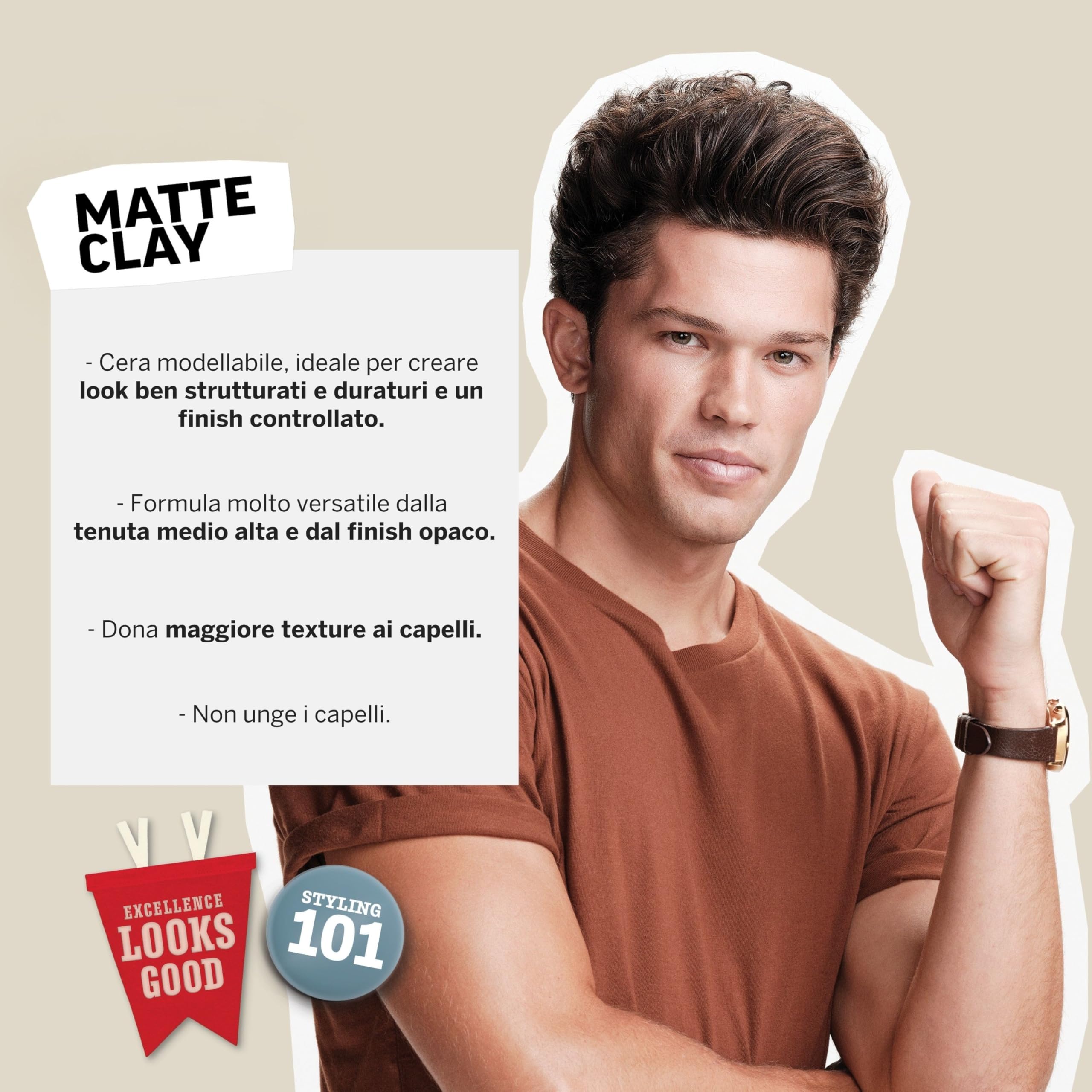 American Crew Matte Clay, Cera Capelli Uomo, Tenuta Medio/Alta & Finish Opaco, Dona Texture e Controllo, 85g