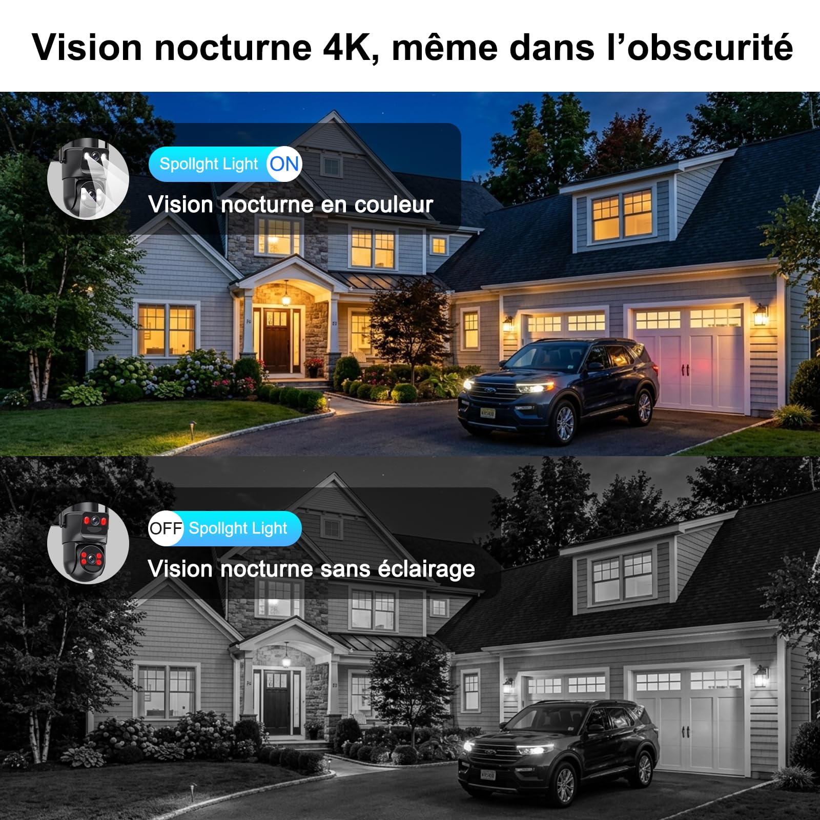 4K Camera Surveillance WiFi Exterieure sans Fil,Kit de 4 Caméras Extérieur Solaires avec Home Station,sans Abonnement,360° PTZ,Suivi Automatique,Vision Nocturne,2,4/5 GHz,IP66
